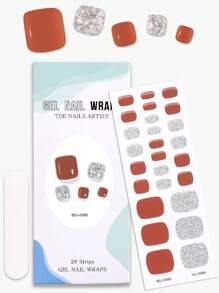 Beauty Sticker 26 pièces Autocollants d'ongles en gel semi-durcis, design multi-couleurs, couleur unie et dégradé brillant, autocollants couvrants pour les ongles, convient pour la manucure DIY des femmes, printemps/été