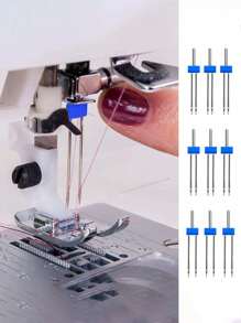3 件缝纫机针，HA90 电动缝纫机双针，带 2/3/4 毫米 9 槽褶裥压脚，缝纫工具配件