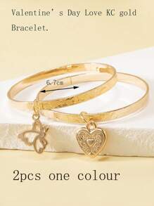 2 件儿童心形和蝴蝶心形手链 - 彩色 - 查看 5