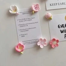 4 Sets 6 Sets Color Pattern Random Fresh And Simple Peach Blossom Flowers Magnetic Pasting Pastoral Style Creative Refrigerator Sticker Fixed Photo Message Whiteboard Sticker Classroom Decoration Picture Frame Decoration Wall Decoration