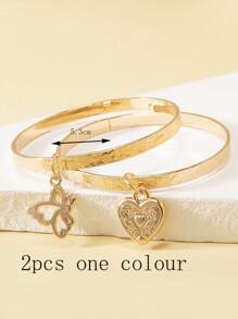 2 件儿童心形和蝴蝶心形手链 - 彩色 - 查看 6