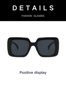 1 pieza Gafas de moda 2025 nuevas con marco cuadrado grande y hueco, de color negro, estilosas y que adelgazan el rostro, para mujeres/hombres - Multicolor - Ver 5