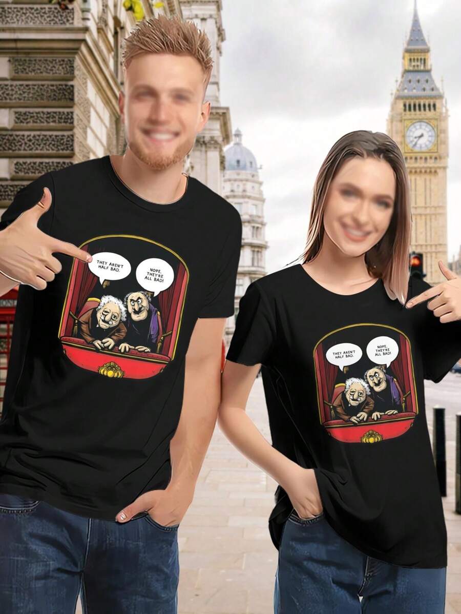 Valentine's Day Muppets T-Shirt Statler Waldorf (All Bad) - Dad Father's Day Grandpa Gift - Black - View 1