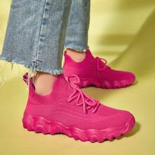 Zapatos deportivos casuales de mujer, de unicolor, cómodos, transpirables, antideslizantes, aptos para correr y uso diario