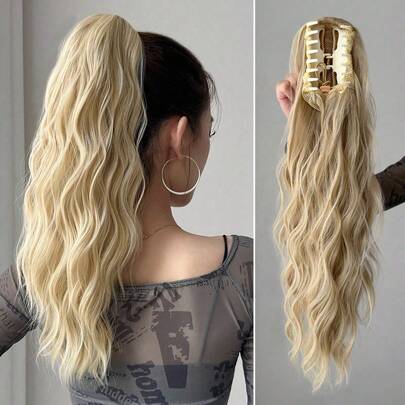 20-Inch Heat-Resistant Synthetic Fiber Golden Claw Ponytail Extension, Suitable For Women And Girls For Everyday Use