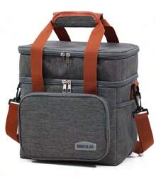 Thermal Lunch Bag Large Double Compartment Lunch Box B250 - 灰色 - 查看 1