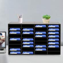 kangten 36 Compartments File Storage Rack Literature Organizer Desk File Holder Rectangular Document Holder - Black - View 4