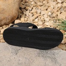 1 Pair Summer New Casual Flat Sandals, Breathable Mesh Soft Bottom Non-Slip Beach Shoes For Teenagers - Black - View 11