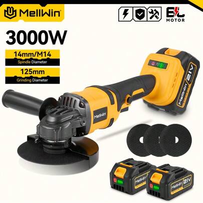 ONEVAN 2000W 125mm bürstenloser kabelloser elektrischer Winkelschleifer 6-Gang-DIY-Polier-Elektrowerkzeug
