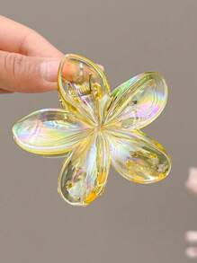 4 pièces/1 pièce Épingle à cheveux en forme de fleur holographique Y2K Style Sirène, grande taille 8 cm/3,15 po, rose, blanc, bleu, jaune, accessoires de mode en plastique léger, élégants, chics, minimalistes, de couleur unie, convient pour une utilisation quotidienne, casual, fête, déplacement, coiffure exclusive, queue de cheval, chignon, lavage du visage, maquillage, assortiment de tenues