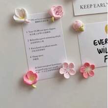4 Sets 6 Sets Color Pattern Random Fresh And Simple Peach Blossom Flowers Magnetic Pasting Pastoral Style Creative Refrigerator Sticker Fixed Photo Message Whiteboard Sticker Classroom Decoration Picture Frame Decoration Wall Decoration