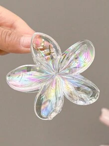 4 pièces/1 pièce Épingle à cheveux en forme de fleur holographique Y2K Style Sirène, grande taille 8 cm/3,15 po, rose, blanc, bleu, jaune, accessoires de mode en plastique léger, élégants, chics, minimalistes, de couleur unie, convient pour une utilisation quotidienne, casual, fête, déplacement, coiffure exclusive, queue de cheval, chignon, lavage du visage, maquillage, assortiment de tenues