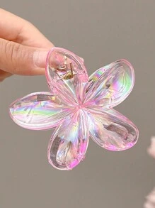 4 pièces/1 pièce Épingle à cheveux en forme de fleur holographique Y2K Style Sirène, grande taille 8 cm/3,15 po, rose, blanc, bleu, jaune, accessoires de mode en plastique léger, élégants, chics, minimalistes, de couleur unie, convient pour une utilisation quotidienne, casual, fête, déplacement, coiffure exclusive, queue de cheval, chignon, lavage du visage, maquillage, assortiment de tenues