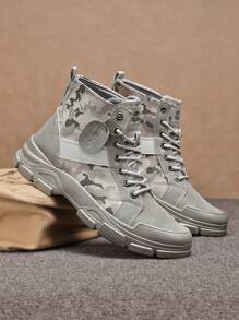 Large Size Four Season Spring/Summer Outdoor Casual Sports Shoes, Wear-Resistant, High Cut, Thick Sole, Height Increasing Camouflage Men's Shoes