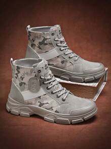 Large Size Four Season Spring/Summer Outdoor Casual Sports Shoes, Wear-Resistant, High Cut, Thick Sole, Height Increasing Camouflage Men's Shoes