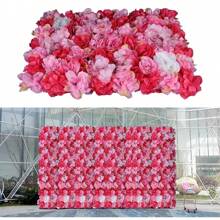 HOHOBLA Artificial Flower Wall Panel, 23.62 * 15.74 Inch Silk Mesh Wall Background, 6 Pack 3D Flower Backdrop Wall Panel For Wedding Party, Birthday, Decoration (Red Pink White - Đỏ hồng trắng - Xem 2