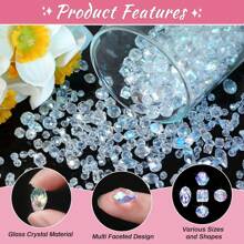 1 set de aproximadamente 900 cuentas de cristal de vidrio para hacer joyas, cuentas de cristal variadas para pulseras, joyería, manualidades DIY o decoración del hogar (cristal transparente AB color)