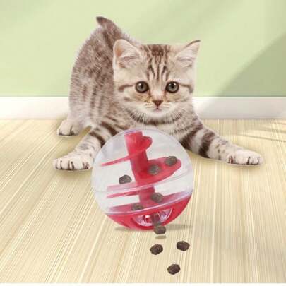 Cat Interactive Food Dispenser Ball, Spiral Shape Pet Chew Toy, Entertaining Food Puzzle Treat Feeder