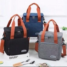 Thermal Lunch Bag Large Double Compartment Lunch Box B250 - 灰色 - 查看 4