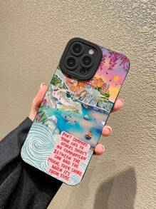 口号海岸图案液体硅胶手机壳全身保护防震防摔TPU软橡胶外壳适用于苹果iPhone - 彩色 - 查看 3