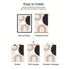 3Pcs Unframed Modern Minimalist Abstract Lines Posters, Beige Geometric Wall Art Canvas Paintings, Boho Home Decor, Living Room, Bedroom, Kitchen And Hallway Decorative Wall Art, Perfect Gift Idea, Dining Room Decorative Wall Art Gifts Birthday Graduation