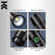 Lampara Led Recargable Kampak BL603 6 Modos con Estrobo y Carga Rápida - Negro - Ver 5