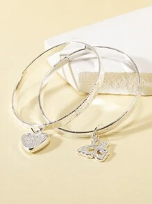 2 件儿童心形和蝴蝶心形手链 - 彩色 - 查看 12