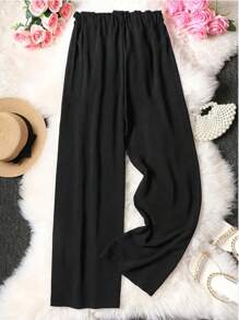 女士纯色高腰休闲阔腿裤，春夏