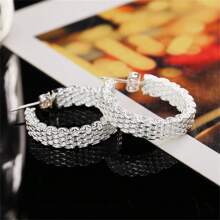 1 paire d'élégantes boucles d'oreilles clous en argent 925 avec nœud rond exquis. Bijoux mode cadeau de mariage, anniversaire pour femmes