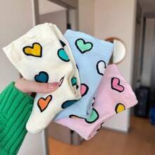 Women's Mid-Calf Socks, Thin Loose Heart Design Casual Socks For Spring And Autumn, Dopamine Styling Long Socks - Multicolor - View 5