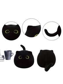 10 厘米/3.93 英寸黑猫枕头 - 柔软毛绒玩具 - 家猫 - 猫毛绒动物 - 可爱猫毛绒玩具 - 混合颜色 - 涤纶纤维，儿童生日节日礼物，家居装饰，背包装饰