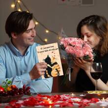 1 件猫情人节卡片，有趣的情人节礼物，适合他/她，可爱的周年纪念卡片和礼物，适合男女，可爱的情人节卡片礼物，适合丈夫/妻子/男朋友/女朋友 - 彩色 - 查看 4