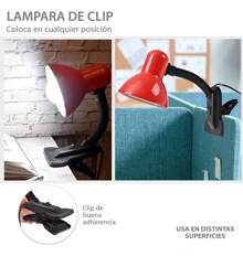Lampara Escritorio Velador Flexible Sujetador Clip Pinza - Tipo de Enchufe A USA (110-127V) - Ver 9