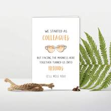 1 pièce Carte pour collègue qui part, carte réfléchie avec affection pour collègue/patron, carte amusante pour un nouveau travail pour amis du travail, carte d'adieu pour partenaire, le travail nous rend amis, tu me manqueras
