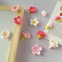 4 Sets 6 Sets Color Pattern Random Fresh And Simple Peach Blossom Flowers Magnetic Pasting Pastoral Style Creative Refrigerator Sticker Fixed Photo Message Whiteboard Sticker Classroom Decoration Picture Frame Decoration Wall Decoration