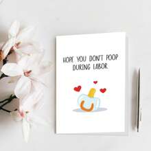 1 pieza Tarjeta divertida para baby shower, tarjeta de embarazo para esposa, amiga, hermana, nueva tarjeta de bebé para mamá que será, regalos para mamá en espera, esperamos que no defeques durante el parto