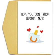 1 pieza Tarjeta divertida para baby shower, tarjeta de embarazo para esposa, amiga, hermana, nueva tarjeta de bebé para mamá que será, regalos para mamá en espera, esperamos que no defeques durante el parto