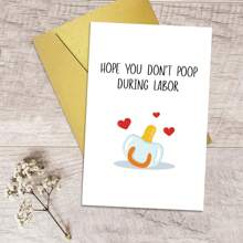 1 pieza Tarjeta divertida para baby shower, tarjeta de embarazo para esposa, amiga, hermana, nueva tarjeta de bebé para mamá que será, regalos para mamá en espera, esperamos que no defeques durante el parto