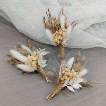 1/2/3/4/5/6/9/12Pcs Boho Dried Flower Bouquet Mini Wedding Handmade Dry Flowers Decor For Vase Crafts DIY Photo Boutonniere For Men Floral Plant Flower For Bridesmaid Child Gift Birthday Decor,Fall Decor,Autumn - Apricot - View 2