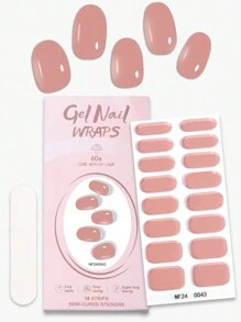 Beauty Sticker 16pcs Solid Colour Semi Cured Gel Nail Strips, Winter Nails Red Nail Gel UV Nail Stickers, Salon Quality, Easy To Apply And Remove, Suitable For Women's Daily Home DIY Nail Art Supplies