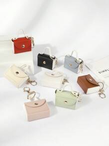 1 Móc khóa da PU thời trang đường phố thanh lịch, khâu khối màu, có khóa xoay và ví đựng tiền xu, phụ kiện xe hơi dễ thương theo phong cách Goth Y2k, phụ kiện túi xách, dây đeo có ngăn đựng thẻ, phụ kiện xe hơi, móc khóa túi xách - Nhiều màu - Xem 2