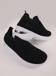 Stellameli Women's Shoes Very Soft In Elastic Stocking And White Sole - Black - View 2