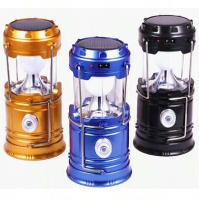 Lanterna de Acampamento Portatil - Lampiao Solar Prova D'agua Led Recarregavel Energia USB