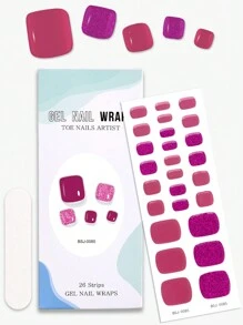 Beauty Sticker 26 pièces Autocollants d'ongles en gel semi-durcis, design multi-couleurs, couleur unie et dégradé brillant, autocollants couvrants pour les ongles, convient pour la manucure DIY des femmes, printemps/été