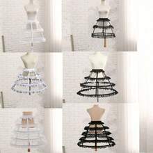 女童洛丽塔镂空荷叶蕾丝鸟笼鱼骨裙角色扮演连衣裙衬裙新娘婚纱内衬