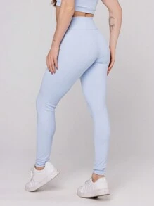 Women's Basic Gym Polyamide Fitness Leggings Navy Blue And Gray Intense Lot Fitness Collection - Baby Blue - View 2