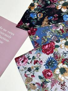 1件装女士时尚多功能头巾，饰有棕色花卉图案，斜纹真丝围巾，防晒沙滩披肩，发饰，腕带，头带/头巾 - 彩色 - 查看 2