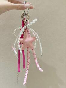 1 pièce Accessoire de sac en forme d'étoile rose style Y2K, accessoire de sac en chenille, accessoire de porte-clés pouvant être utilisé comme pendentif pour sac, pendentif. Cadeau de la Saint-Valentin, élégant pour les adolescentes, les femmes, les étudiantes, les enseignantes, les cols blancs, les nouveaux employés. Accessoires de décoration, cadeaux, accessoires de voiture, breloques porte-clés, fournitures scolaires, cadeaux pour enseignants
