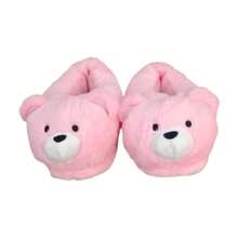 Pantuflas de oso para niños (unitalla 18 - 22.5) calzado de interiores para el hogar, divertido diseño, ideal regalo para niños - Rosa - Ver 3