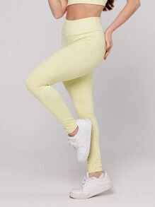 Women's Basic Gym Polyamide Fitness Leggings Navy Blue And Gray Intense Lot Fitness Collection - Yellow - View 3